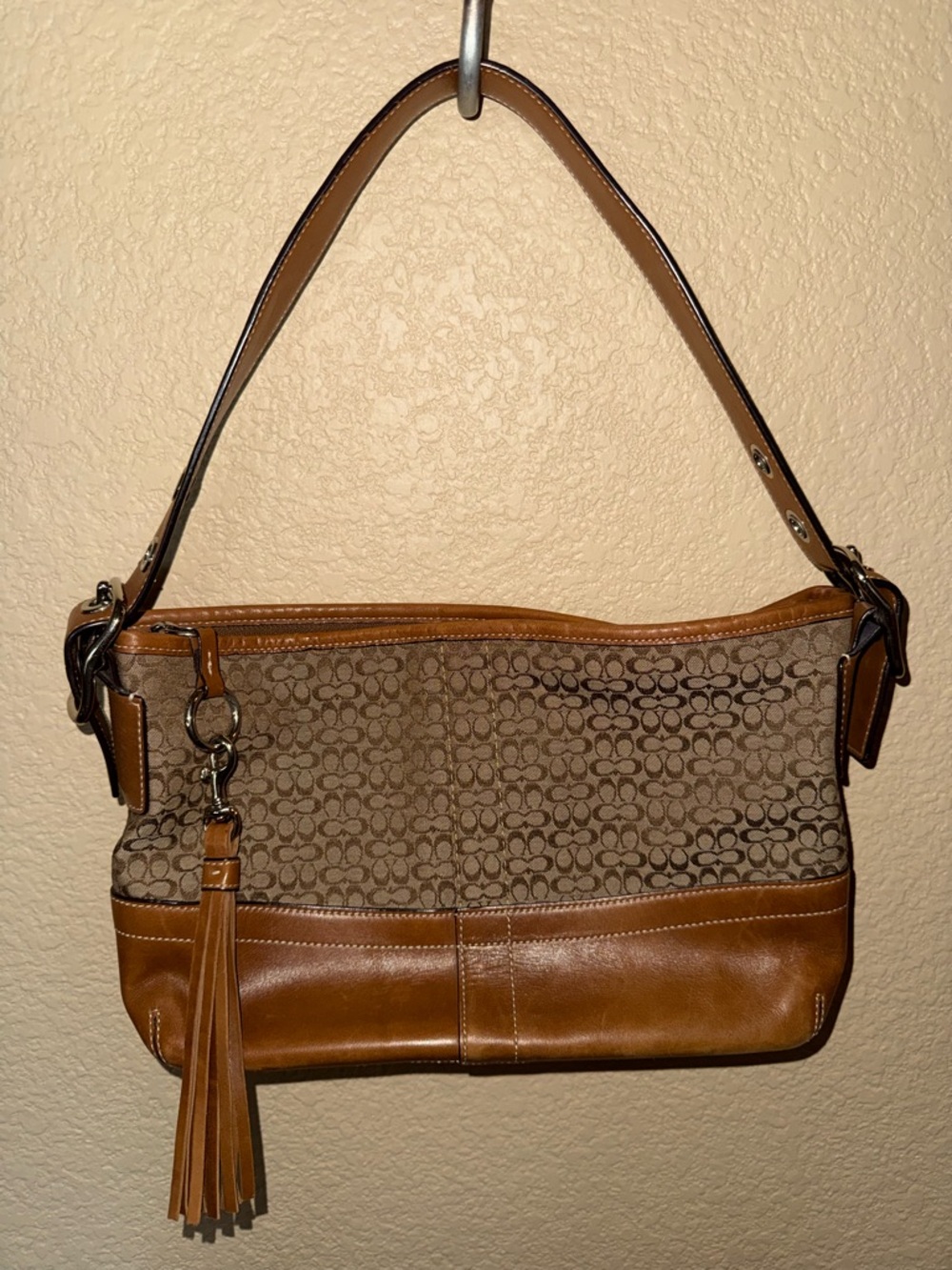 Coach Brown Signature Canvas and Leather Shoulder Bag NWOT